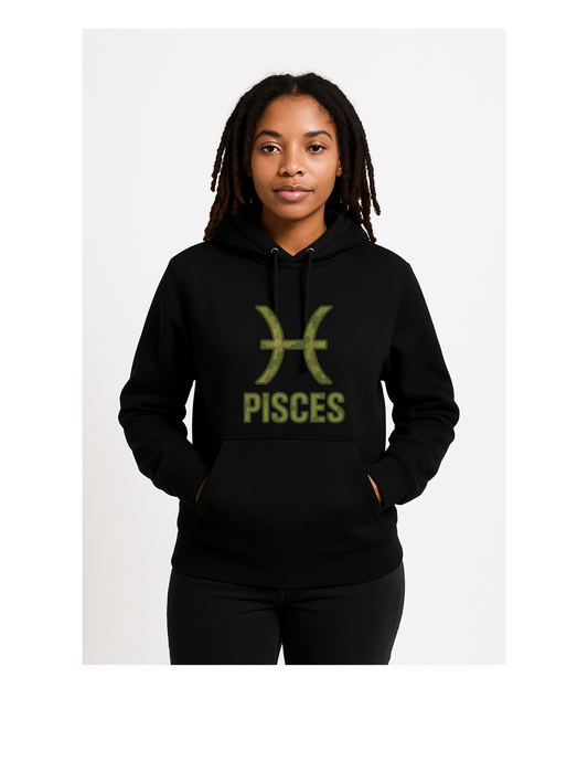 Black zodiac hoodie with camo