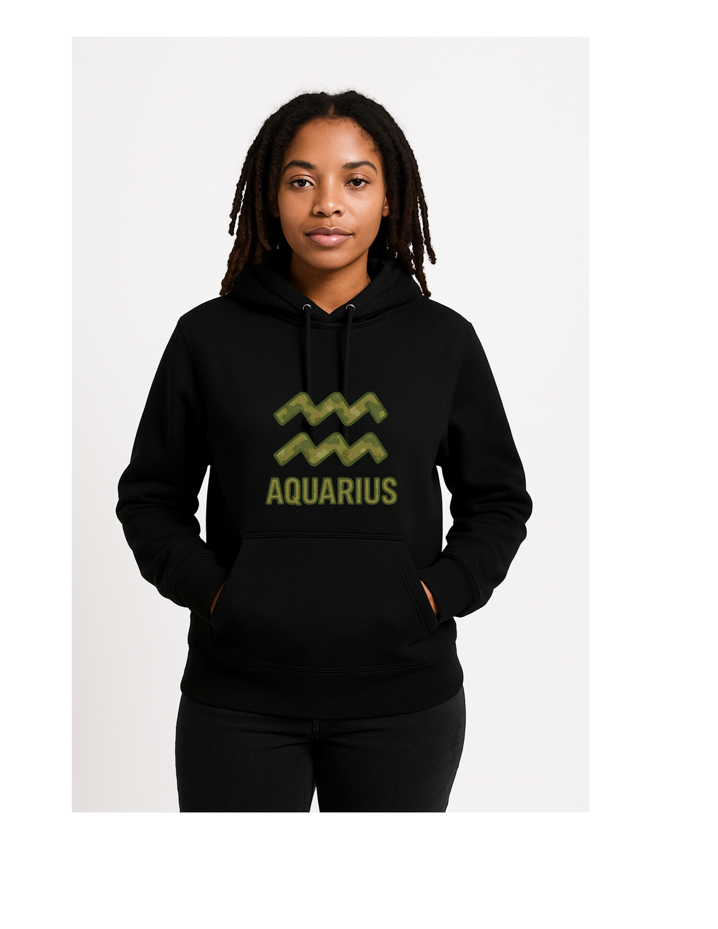 Black zodiac hoodie with camo