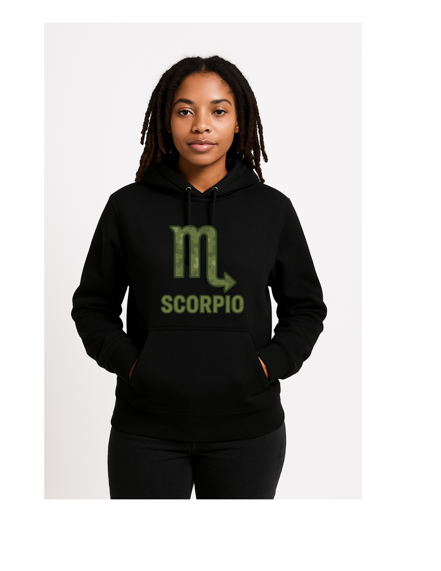 Black zodiac hoodie with camo