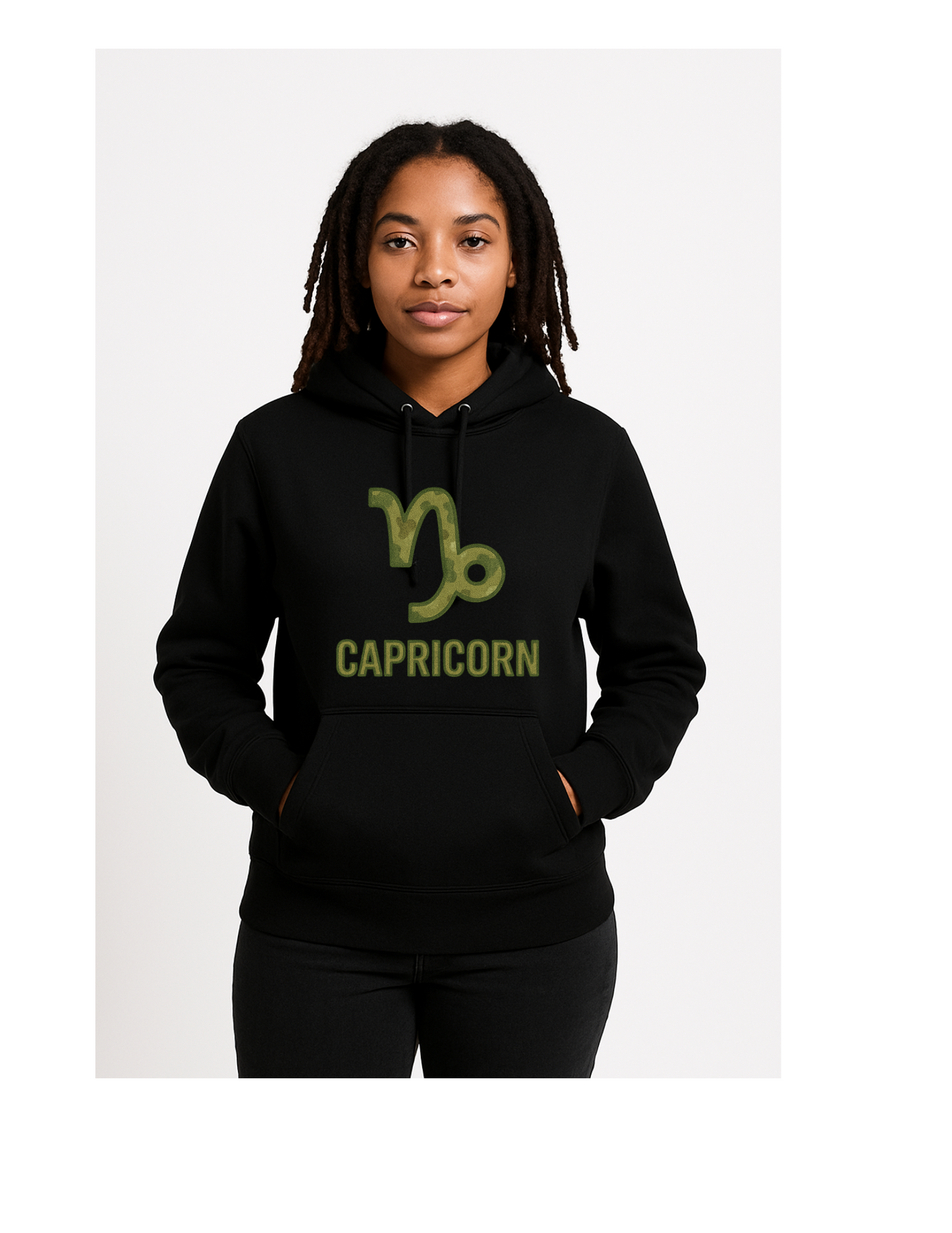 Black zodiac hoodie with camo