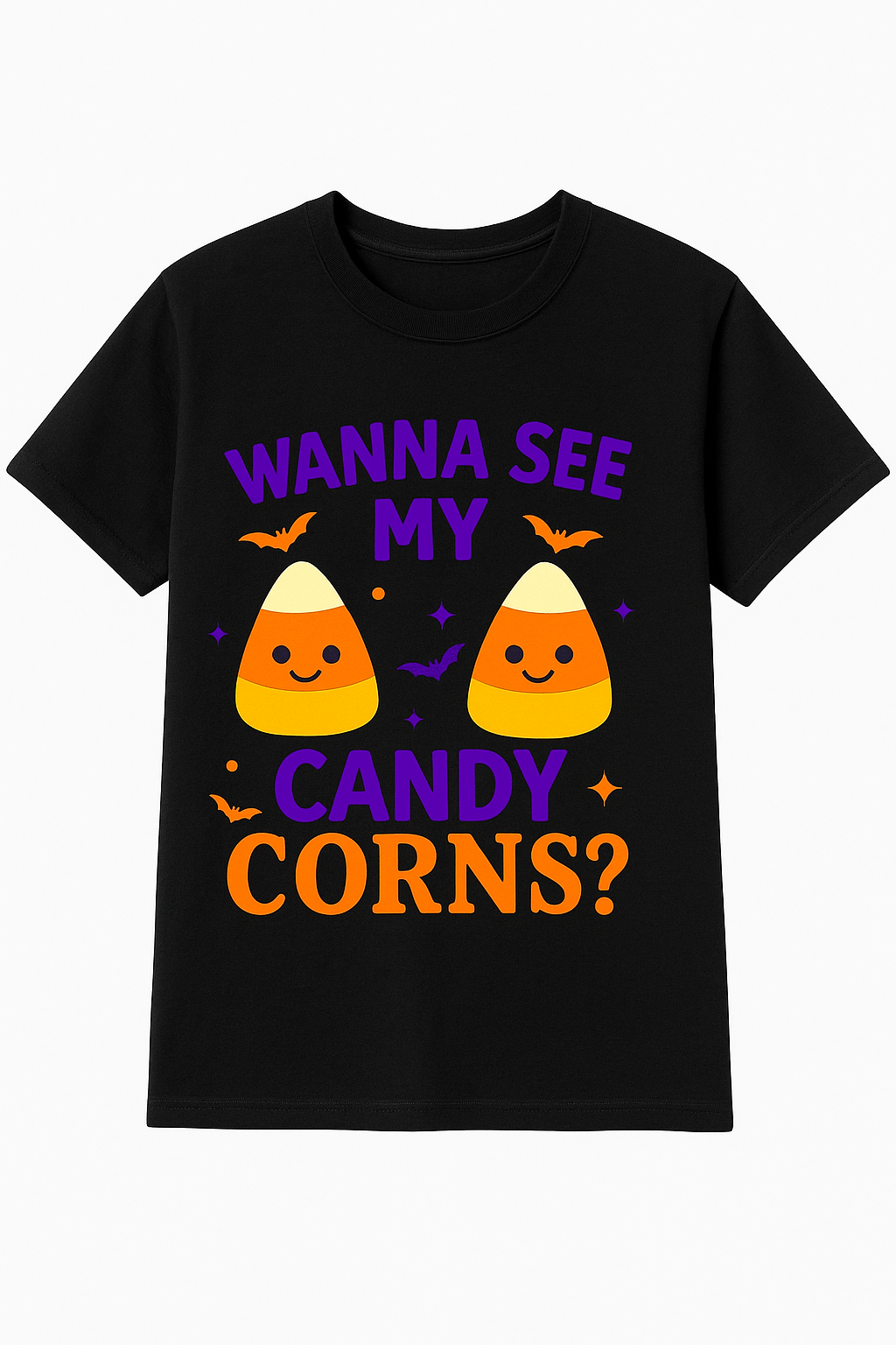 Wanna See My Candy Corns? Funny Halloween T-Shirt – Cute Spooky Candy Corn Graphic Tee