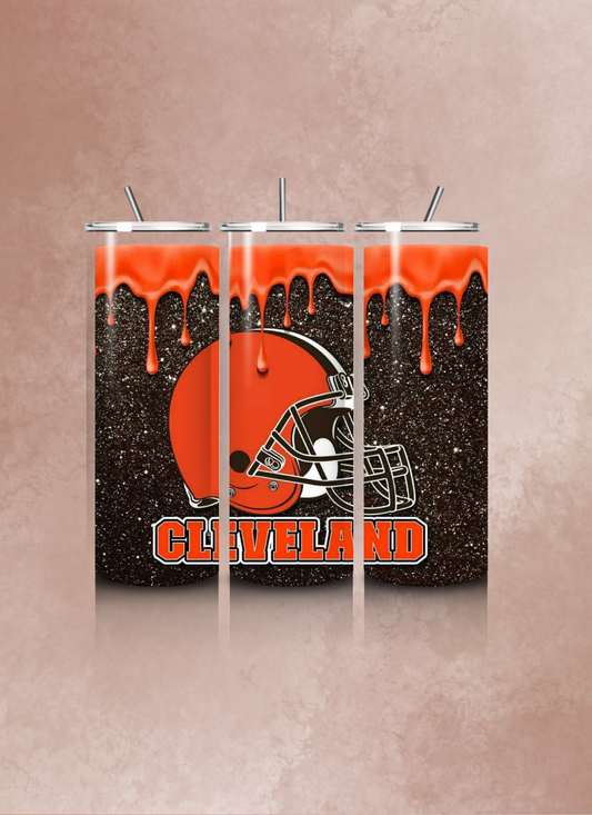 Cleveland Browns themed 20oz stainless steel tumbler