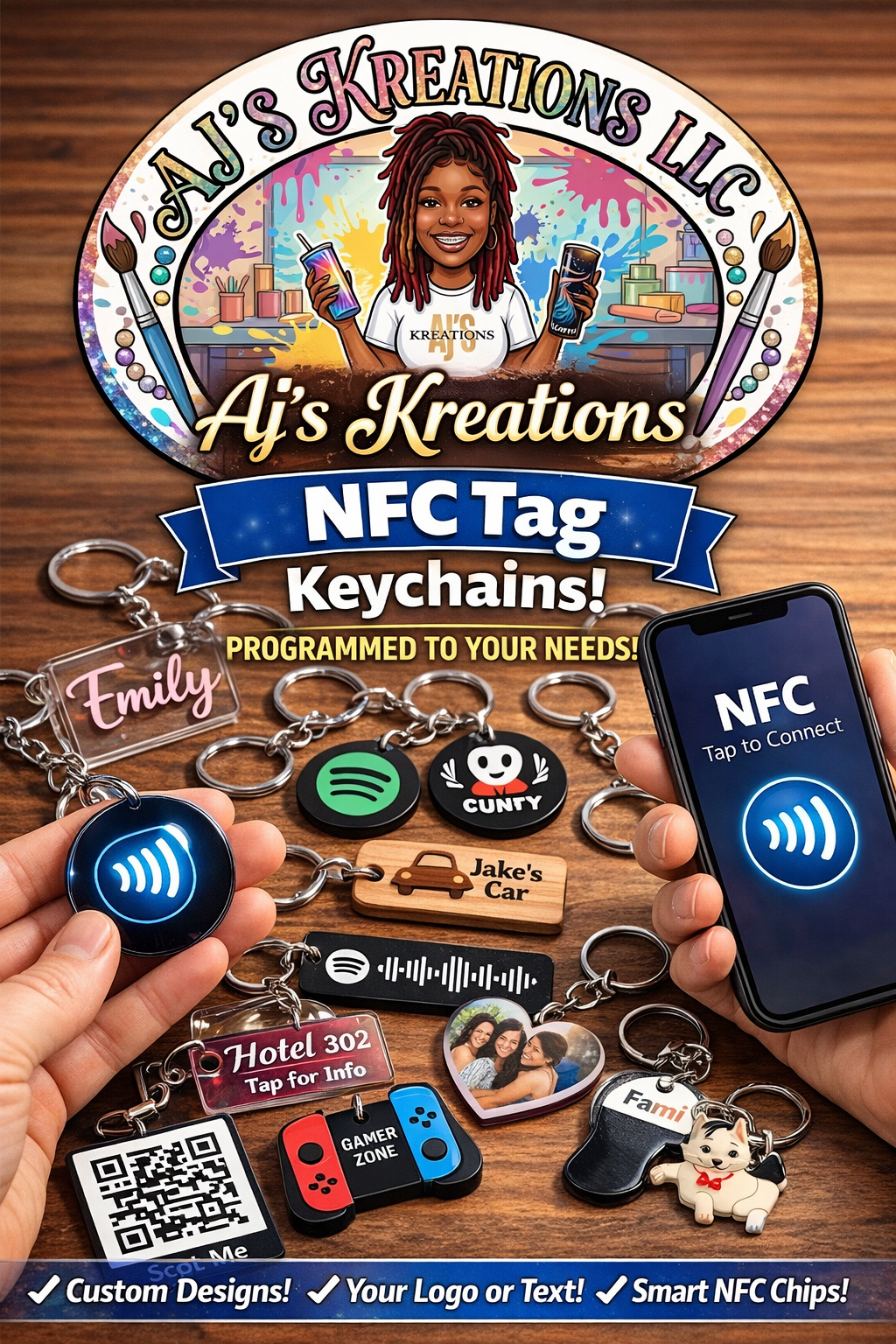 Custom NFC tag keychain (digital business card)