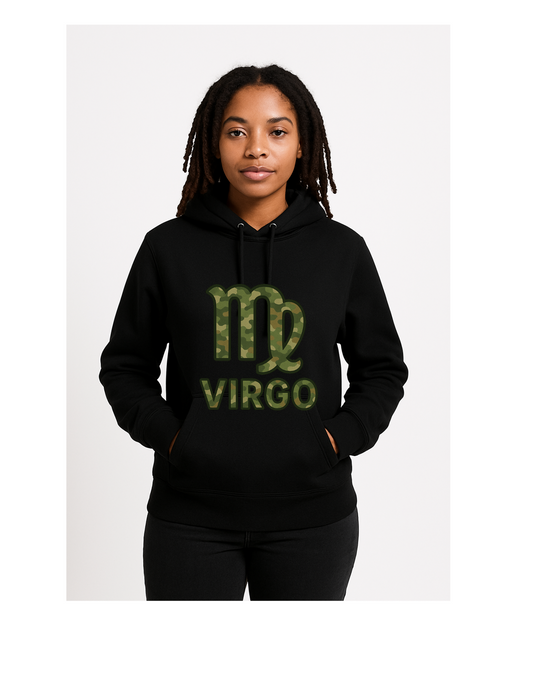 Black zodiac hoodie with camo