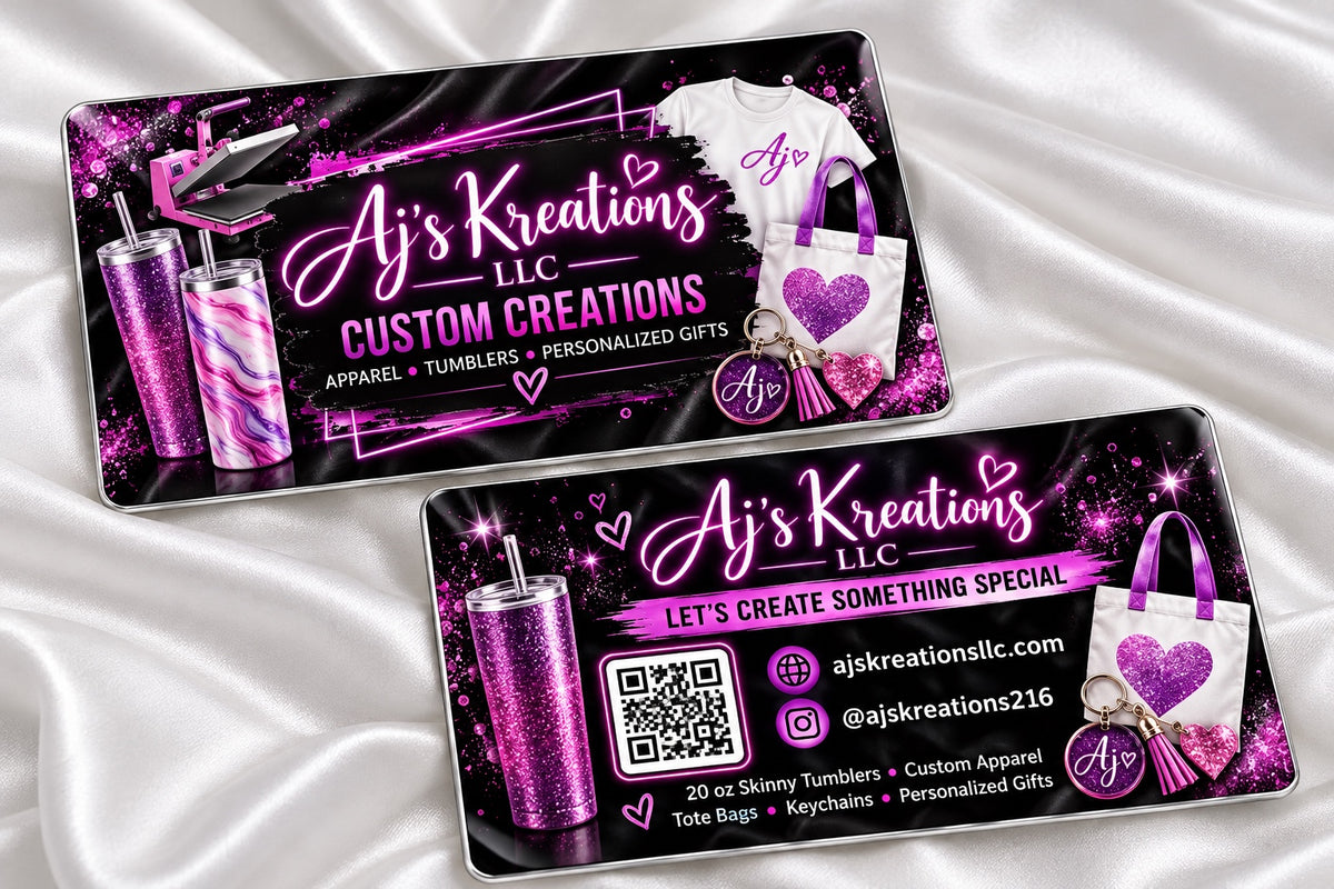 Purple custom metal business card mockup
