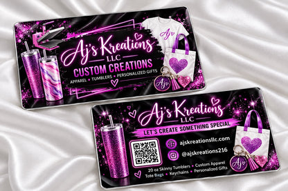 Purple custom metal business card mockup