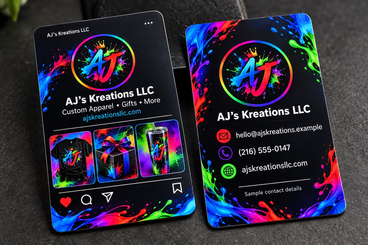 Multicolor custom metal business card mockup