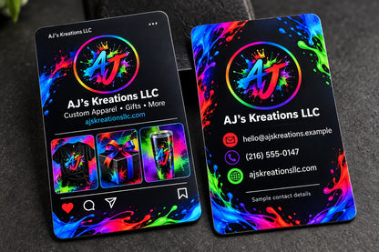 Multicolor custom metal business card mockup