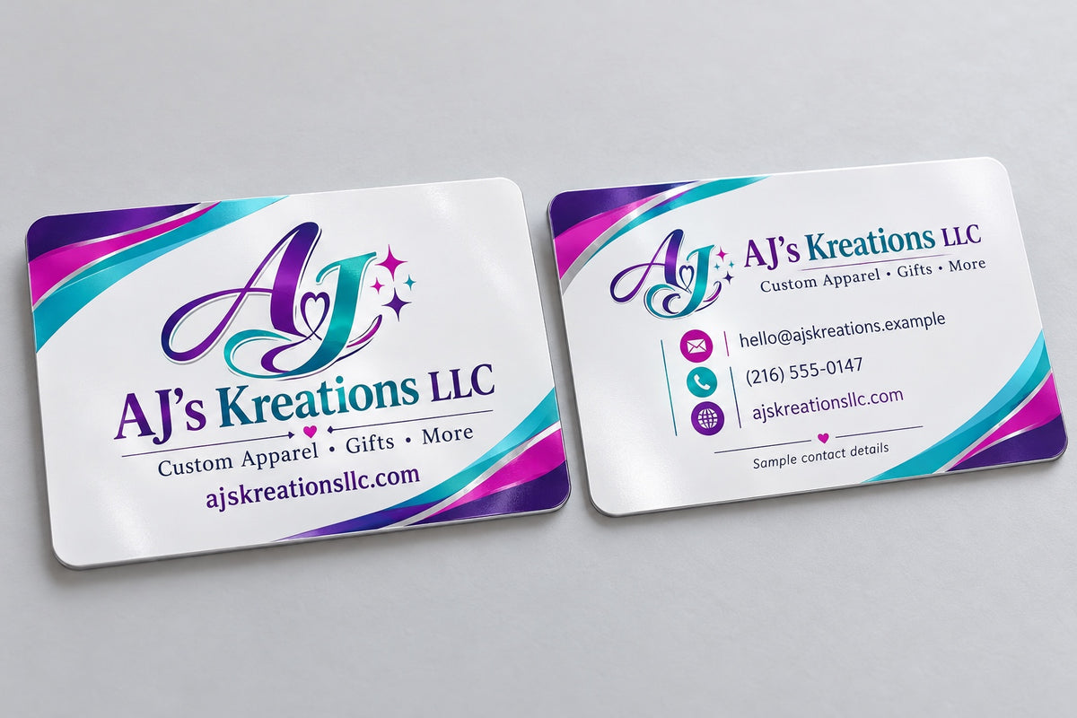 Purple and teal custom metal business card mockup