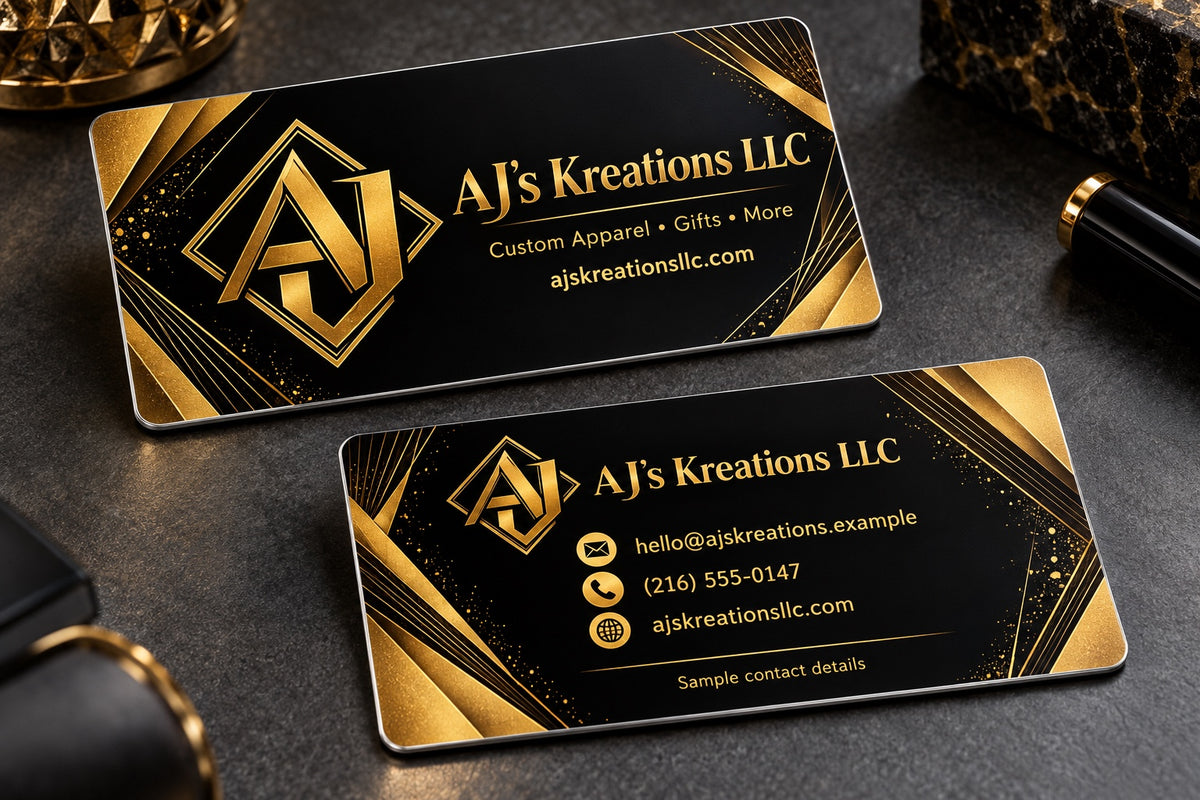 Black and gold custom metal business card mockup