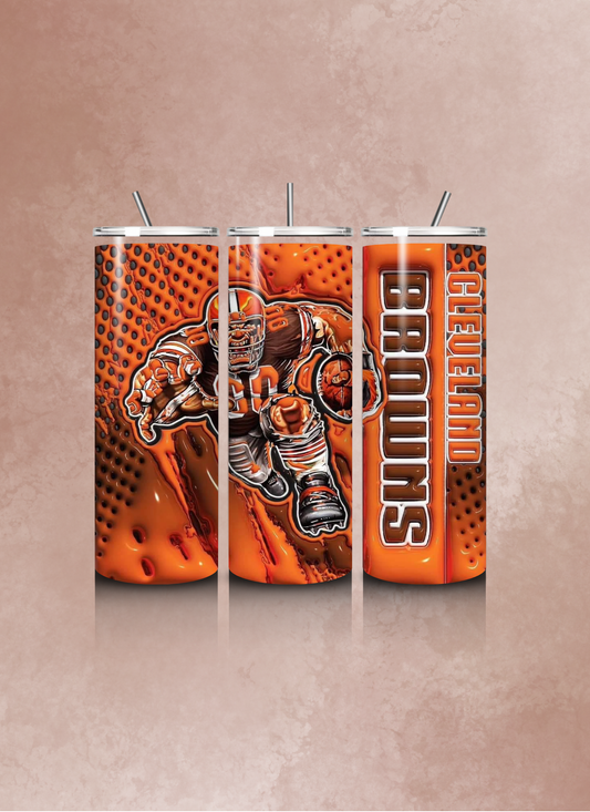 Cleveland Browns themed 20oz stainless steel tumbler