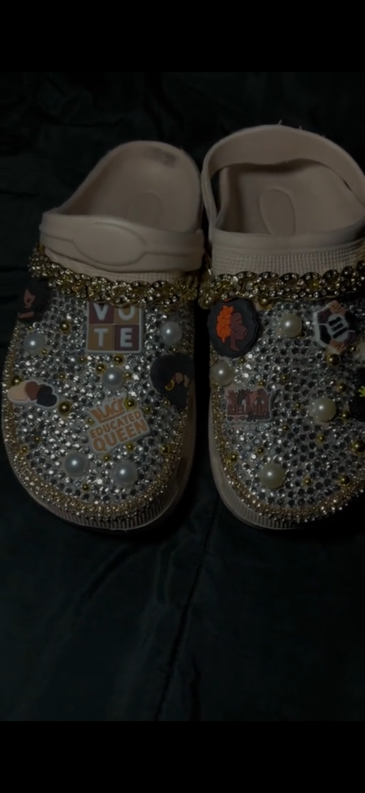 Blinged clog shoes size 8