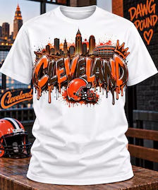 Cleveland DTF design on white T-shirt