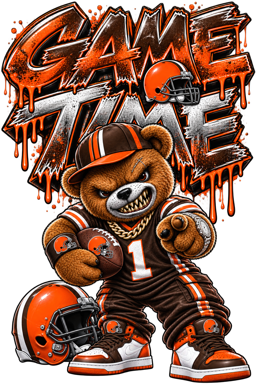 Game Time football bear apparel design