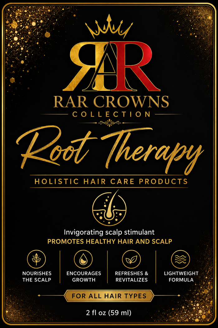RAR Crowns Collection Root Therapy holistic hair care product label