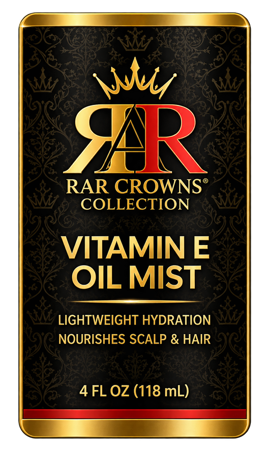 RAR Crowns Collection Vitamin E Oil Mist 3 x 4 inch product label